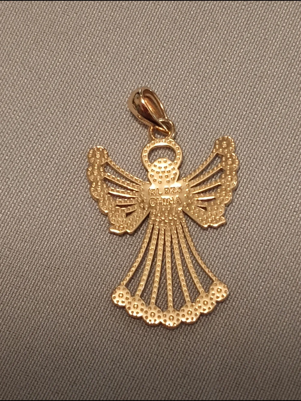 Sterling Silver Angel With Crystals Pendant 18KGP